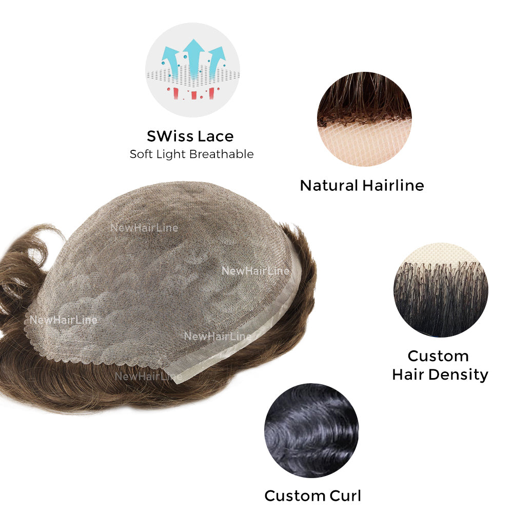 Full French Lace Stock Hair System for Man New-Hair-Line