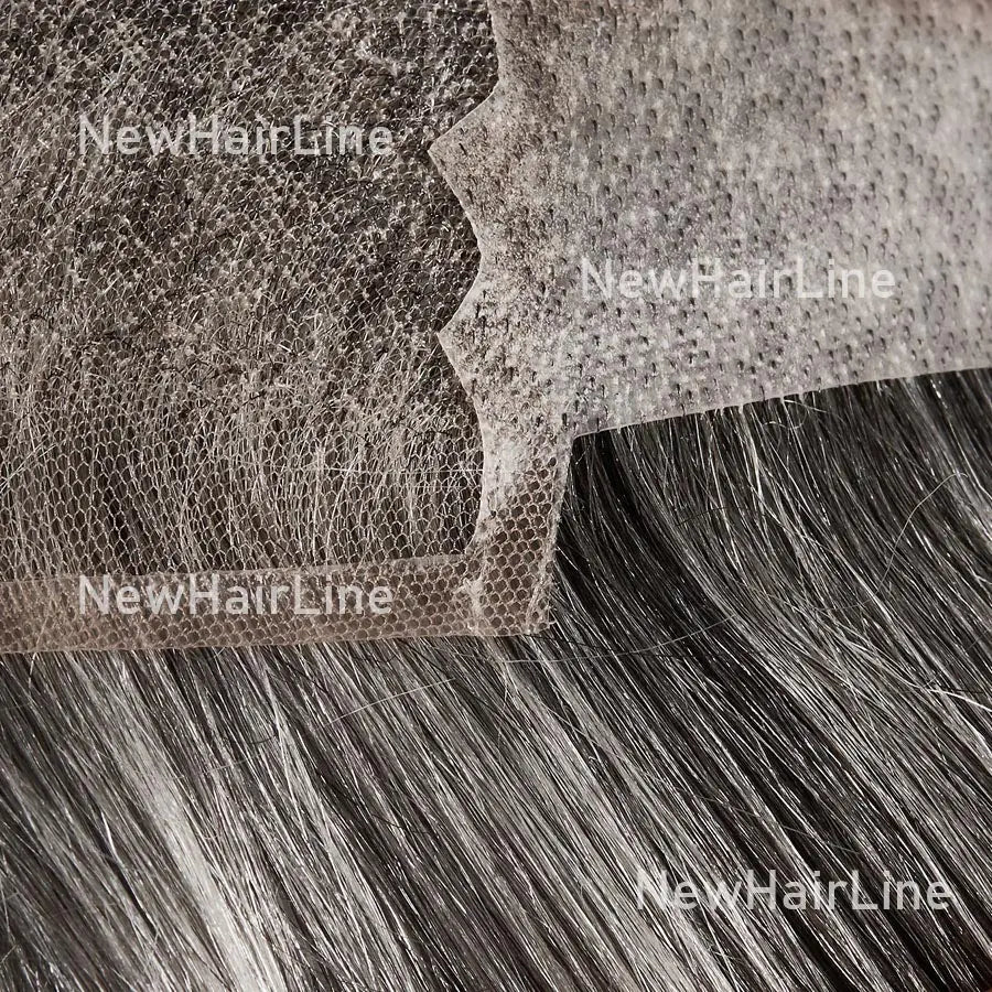 French Lace Center Base Hair Replacement System with Poly Side New-Hair-Line