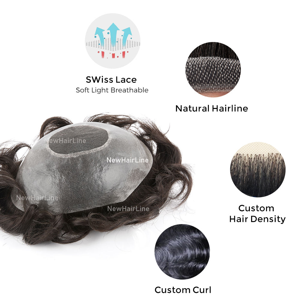 Poly Around Lace In Crown Hair System New-Hair-Line