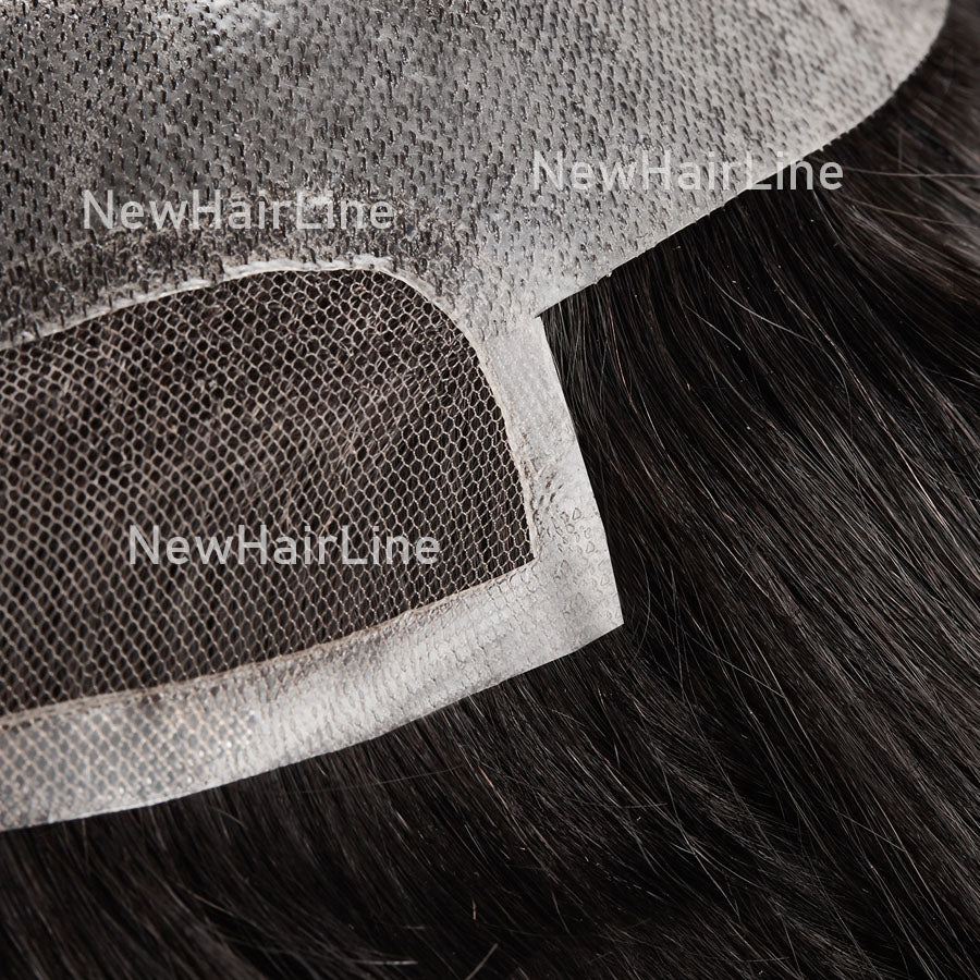 French Lace Front and Middle with PU around Hairpieces for Men New-Hair-Line
