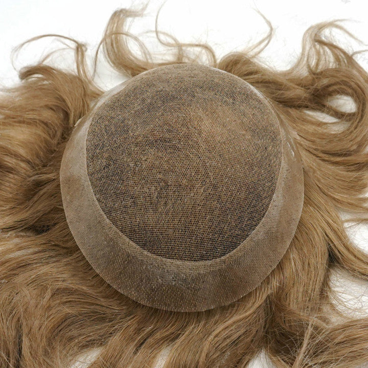 Real Human Hair French Lace Hair Replacement System with Wide Poly Around New-Hair-Line