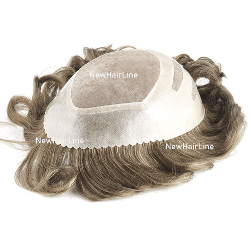 Poly front and Mono Top Center Hair Replacement System New-Hair-Line