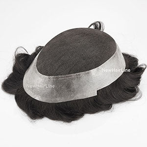 Thin PU Skin with French lace in Middle Toupee For Men New-Hair-Line