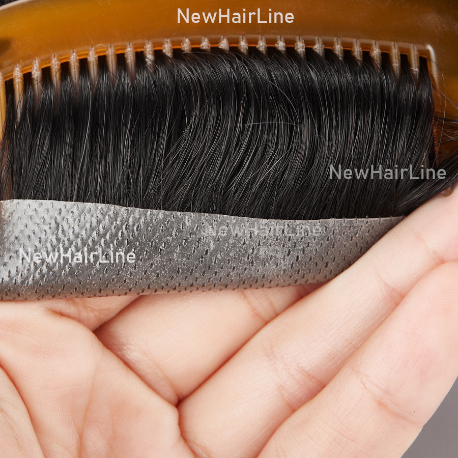 Thin PU Skin with French lace in Middle Toupee For Men New-Hair-Line